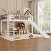 A child's bedroom with a loft bed, slide, and toy storage. Produktbild-Vorschau
