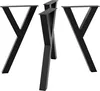 Three black metal table legs against a white background. Náhled obrázku produktu