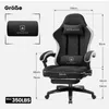 A gaming chair with dimensions indicated by lines and text overlays. Voir les images du produit