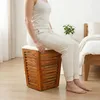 Relaxdays Wäschekorb mit Sitz, Badbank mit Stauraum, 50 l Produktbild-Vorschau 3