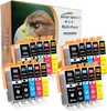 A multi-pack of ink cartridges is displayed in front of its packaging, which features an eagle's eye. Produktbild-Vorschau