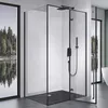 A modern bathroom with a black-framed glass shower enclosure. Produktbild-Vorschau