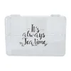 A clear, front-facing image of a transparent tea box with 6 compartments, featuring text that says "It's always Tea time". Náhľad obrázku produktu