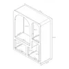 An isometric line drawing of a white shelving unit with dimensions labeled. Anteprima dell’immagine prodotto