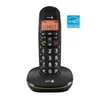 A black cordless phone with a green accent sits on its charging base against a white background. An Energy Star logo is visible to the right of the phone. Produktbild-Vorschau