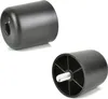 Two black furniture feet are shown against a white background. One is shown from the side, and the other is shown from the bottom, revealing a threaded bolt. Podgląd zdjęcia produktu