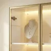 Weißer Vitrinenschrank mit 4 Glastüren 80x36x200cm, Goldene Produktbild-Vorschau 10