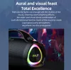 A close-up of a black speaker with colorful lights, set against a blurred background of people dancing at a party. Produktbild-Vorschau
