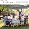 People enjoying an outdoor gathering under a large umbrella. Produktbild-Vorschau