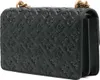 A black handbag with a quilted pattern and gold chain strap. Náhled obrázku produktu