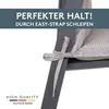 A close-up of a chair cushion tied to a chair leg with a fabric strap. Produktbild-Vorschau