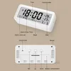 A digital alarm clock with its features labeled and explained. Produktbild-Vorschau
