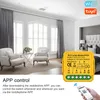 A smart home device for controlling curtains, shown in a room setting with text and graphics explaining its features. Náhled obrázku produktu