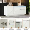 A white sideboard with LED lighting is displayed in a room setting, with close-up details of its features shown below. Anteprima dell’immagine prodotto
