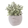 Vaso da fiori Clayre & Eef Face 17x15x10 cm Pietra grigia Anteprima dell’immagine prodotto 3