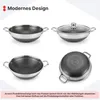 Ø40 cm Wok Bratpfanne Edelstahl Waben-Antihaftbeschichtung Produktbild-Vorschau 2