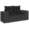 vidaXL Gartensofa mit Kissen 2-Sitzer Schwarz Poly Rattan Produktbild-Vorschau 1