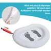 An inflatable foot basin with a pump and a close-up of the material. Produktbild-Vorschau