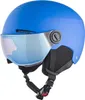 A blue ski helmet with a visor. Produktbild-Vorschau