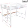 A loft bed with a desk underneath, shown with dimensions marked. Produktbild-Vorschau
