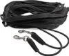 A black lunge line with two metal clips is laid out on a white background. Produktbild-Vorschau