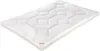 A white comforter or duvet is laid out flat on a white background. Produktbild-Vorschau