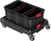 A black storage bin with red accents sits on a black wheeled platform. Náhled obrázku produktu