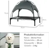 A diagram of a raised dog bed with dimensions and product information for a Bichon Frise. Produktbild-Vorschau