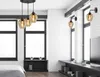 A modern bedroom with large windows and a pendant light fixture. Produktbild-Vorschau