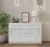 Kommode 120 cm Weiß Matt / Weiß Hochglanz, 3 Schubladen, 2 Produktbild-Vorschau 4