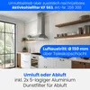 A modern kitchen with a stainless steel range hood above a stovetop and cabinets. Produktbild-Vorschau
