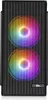 A black computer tower with two RGB fans on the front. Produktbild-Vorschau
