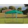 A green pavilion is set up on a grassy lawn with a stone building and a body of water in the background. Produktbild-Vorschau