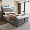 Merax Lit rembourré 140x200 cm avec LED, USB, lit double Voir les images du produit 4