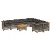10-tlg. Garten-Sofagarnitur mit Kissen Grau Poly Rattan Produktbild-Vorschau 1