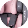 Close-up view of a pink and gray car seat, focusing on the headrest and shoulder straps. Produktbild-Vorschau