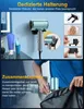 A collage showing a hairdryer mounted on a wall holder and a person packing a hairdryer into a bag. Produktbild-Vorschau