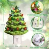 A ceramic Christmas tree night light with decorative lights and dimensions indicated. Náhľad obrázku produktu