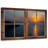 Leinwandbild fenster - sonnenuntergang über dem wasser Produktbild-Vorschau 1