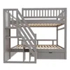 A grey bunk bed with stairs and a drawer. Náhled obrázku produktu