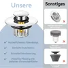 Pop Up Waschbeckenstöpsel mit Sieb, Badewannenstopfen, Produktbild-Vorschau 2