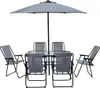 Gartentisch und -stühle mit Sonnenschirm aus Metall Produktbild-Vorschau 1