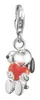 A silver charm of Snoopy holding a red heart, attached to a clasp. Podgląd zdjęcia produktu
