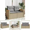 The Living Store Gartensofa mit Kissen 2-Sitzer Beige Poly Produktbild-Vorschau 1