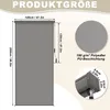 Diagram showing the dimensions and material of a grey roller blind. Produktbild-Vorschau