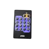 A black remote control with numbered buttons and labels. Náhled obrázku produktu