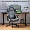 A gaming chair is set up at a desk with a computer and lamp. Anteprima dell’immagine prodotto