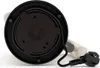 Underside view of a white electric kettle base with a black power cord and plug. Podgląd zdjęcia produktu