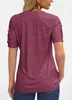 Damen-T-Shirt, Knopfleiste, V-Ausschnitt, einfarbiges Produktbild-Vorschau 3