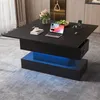 Merax salontafel met LED-verlichting en stopcontact, USB- Productafbeelding-voorbeeld 3